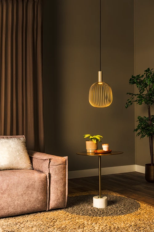 Lucide ESTEREL - Suspension - Ø 25 cm - 1xGU10 (MR11) - Taupe | Essential - ambiance 1